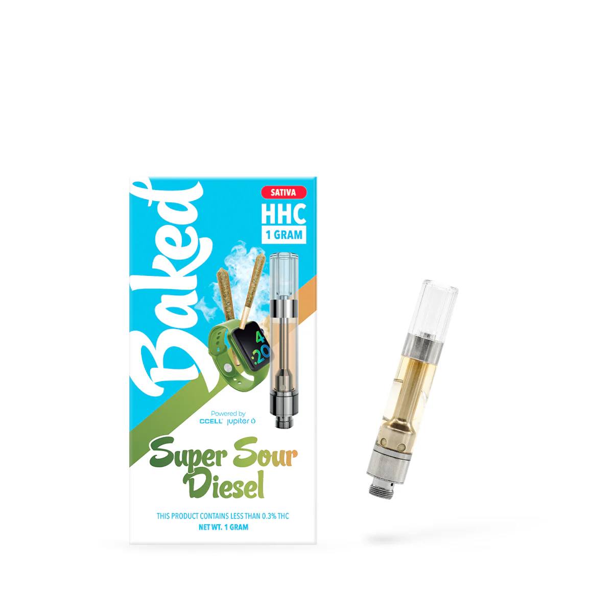 Baked 1 Gram HHC Vape Cartridge Super Sour Diesel